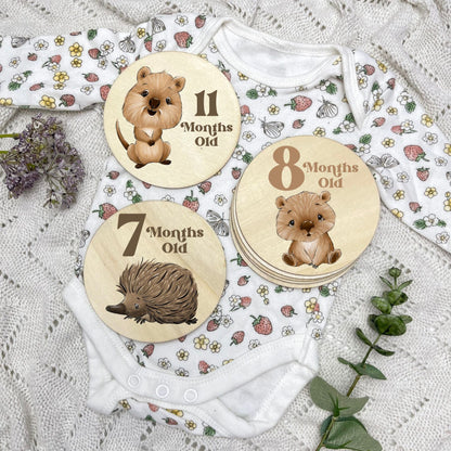 Aussie Animals newborn milestone discs, baby milestones, Aussie Animals, koala, kangaroo, kookaburra