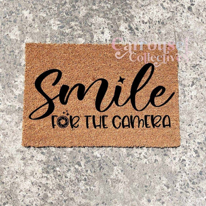 Smile for the Camera doormat, custom doormat, personalised doormat, door mat