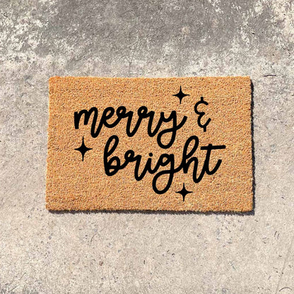 Merry and Bright doormat, Christmas doormat, Seasonal Doormat, Holidays Doormat