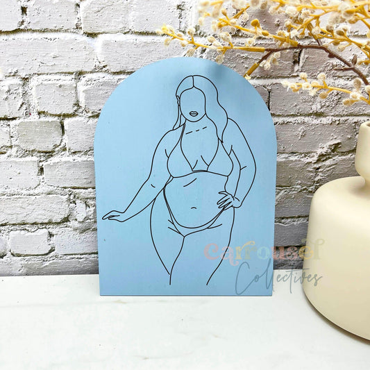 Feminine body line art acrylic sign, aesthetic hom decor, woman line art decor sign