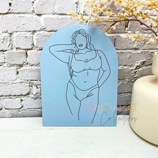 Feminine body line art acrylic sign, aesthetic hom decor, woman line art decor sign