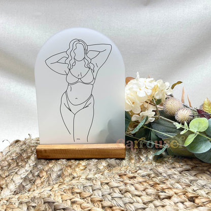 Feminine body line art acrylic sign, aesthetic hom decor, woman line art decor sign