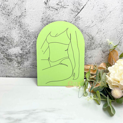 Feminine body line art acrylic sign, aesthetic hom decor, woman line art decor sign