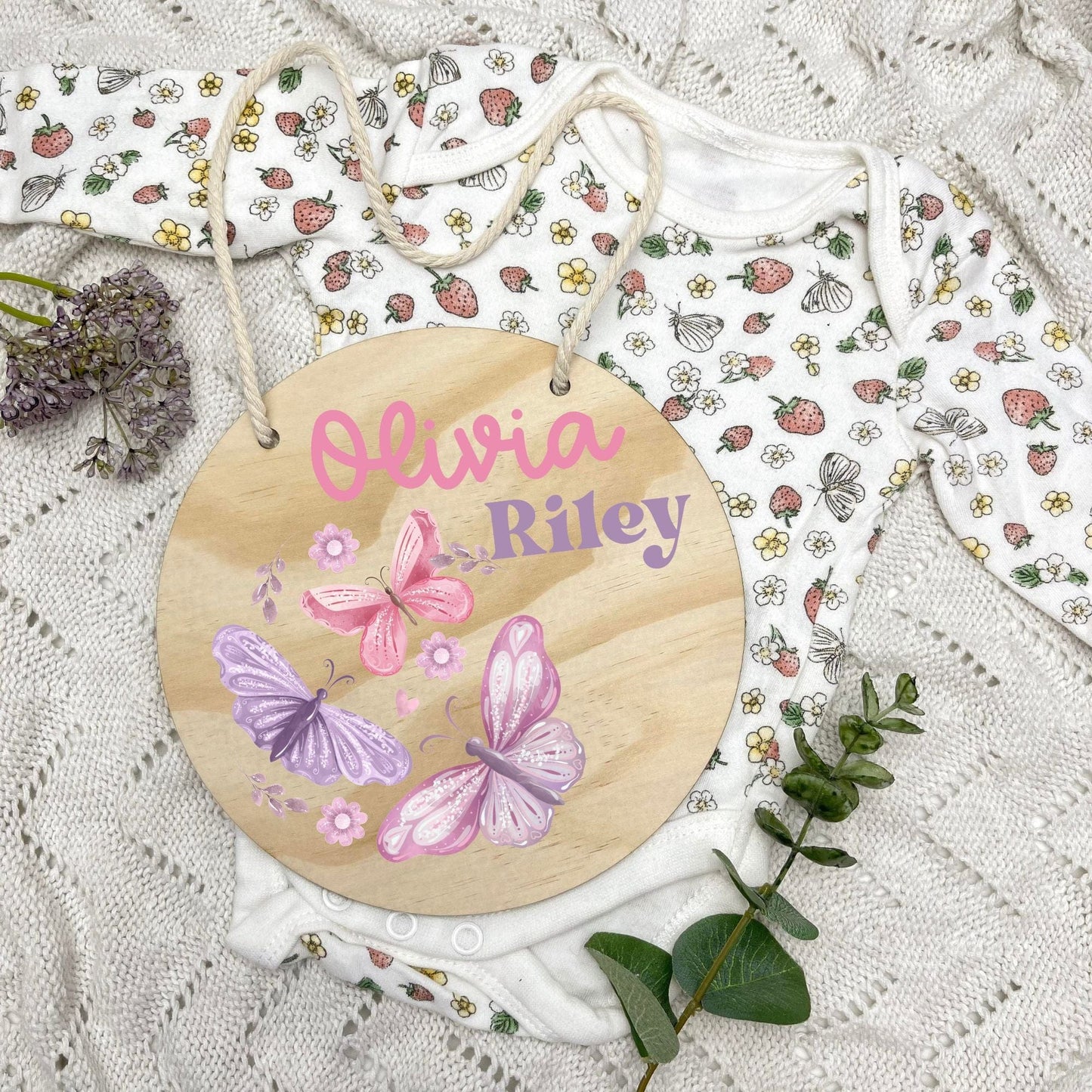 Baby name sign, child name sign, Butterflies, girl nursery, butterfly theme