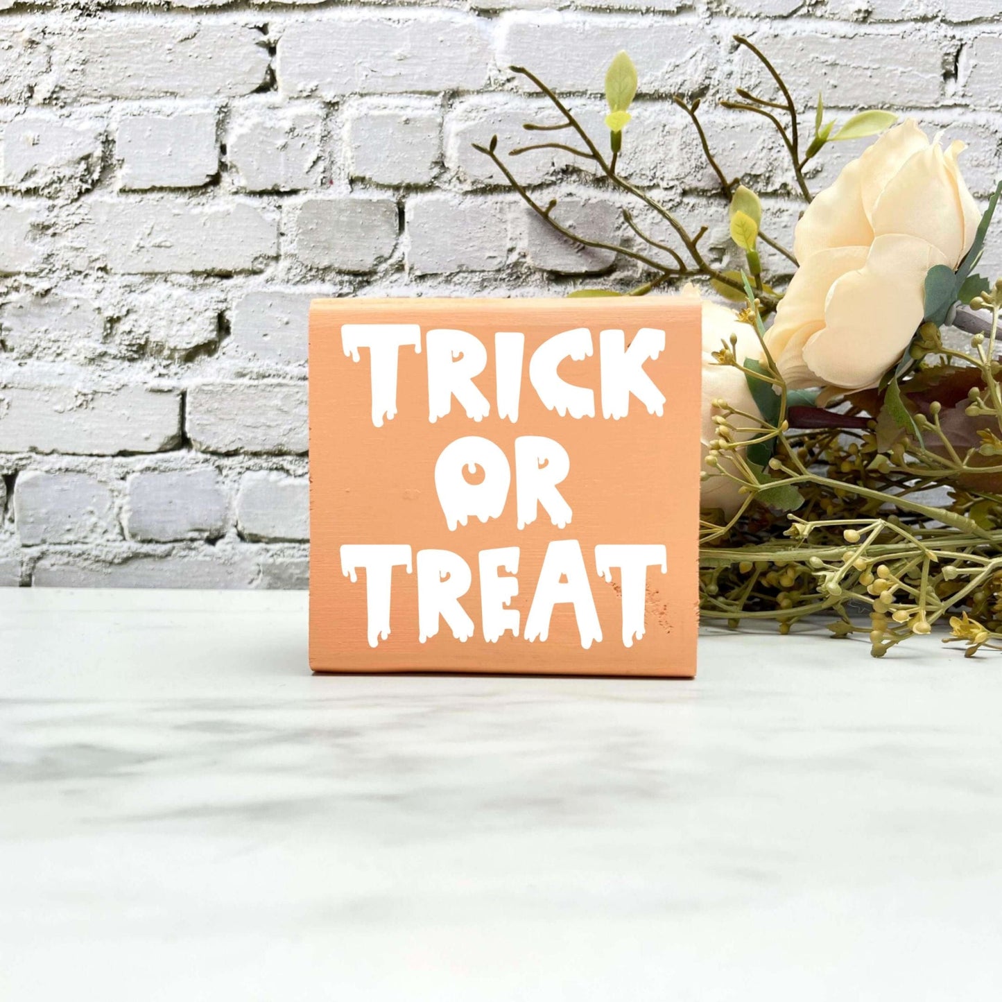 Trick or treat Wood Sign, Halloween Wood Sign, Halloween Home Decor, Spooky Decor