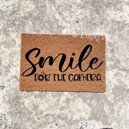 Smile for the Camera doormat, custom doormat, personalised doormat, door mat