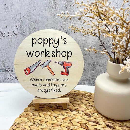 Poppy's workshop Sign, Fathers day gifts, printed fathers day signs, Gifts for dad 162