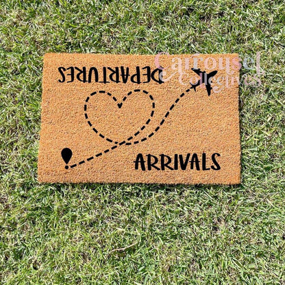 Arrival, Departures doormat, custom doormat, personalised doormat, door mat