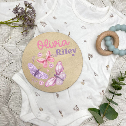 Baby name sign, child name sign, Butterflies, girl nursery, butterfly theme