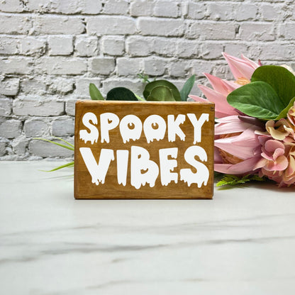 Spooky vibes Sign, Halloween Wood Sign, Halloween Home Decor, Spooky Decor