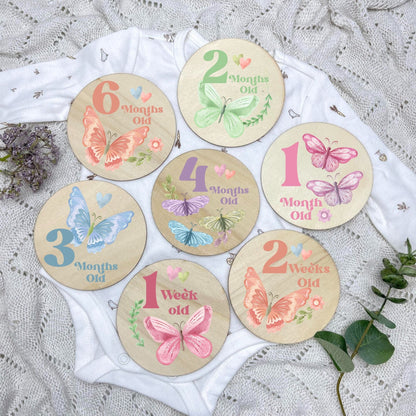 Butterflies newborn milestone discs, baby milestones, Butterflies, girl nursery, butterfly theme