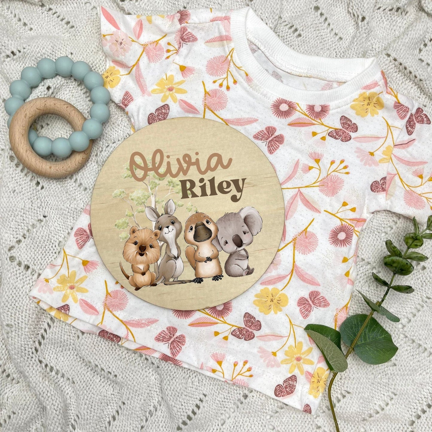 Baby name sign, child name sign, Aussie Animals, koala, kangaroo, kookaburra