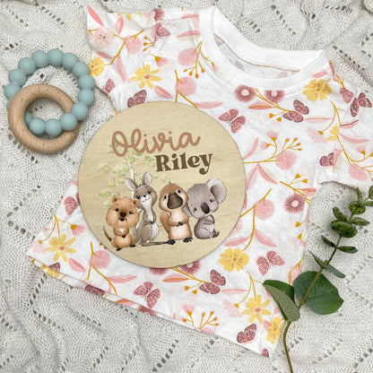 Baby name sign, child name sign, Aussie Animals, koala, kangaroo, kookaburra