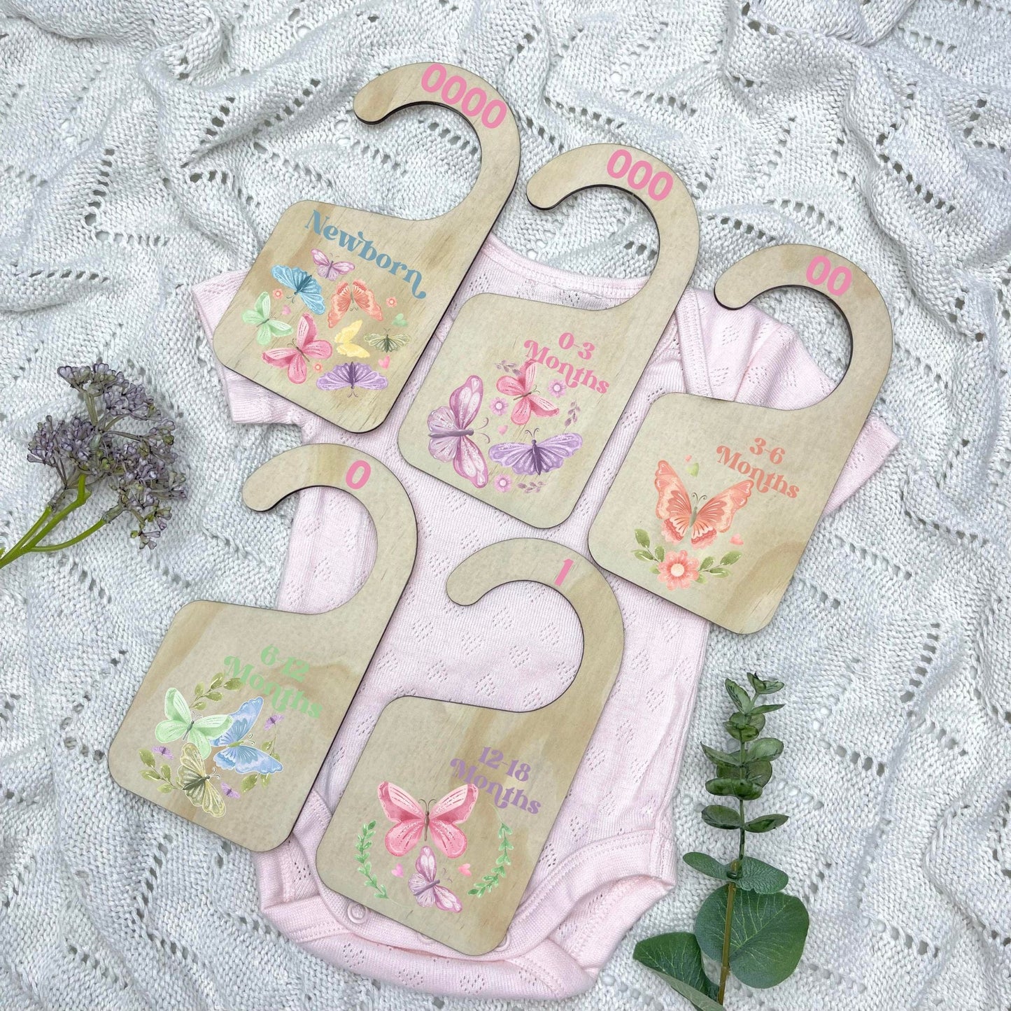 Nursery clothes dividers, baby clothing organiser, Butterflies, girl nursery, butterfly theme