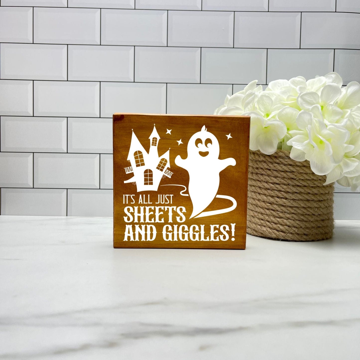 It's just sheets and giggles Wood Sign, Halloween Wood Sign, Halloween Home Decor, Spooky Decor
