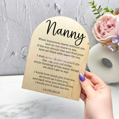 Nanny memorial grief sign, memorial quote sign, heaven quote sign, grief sign s24
