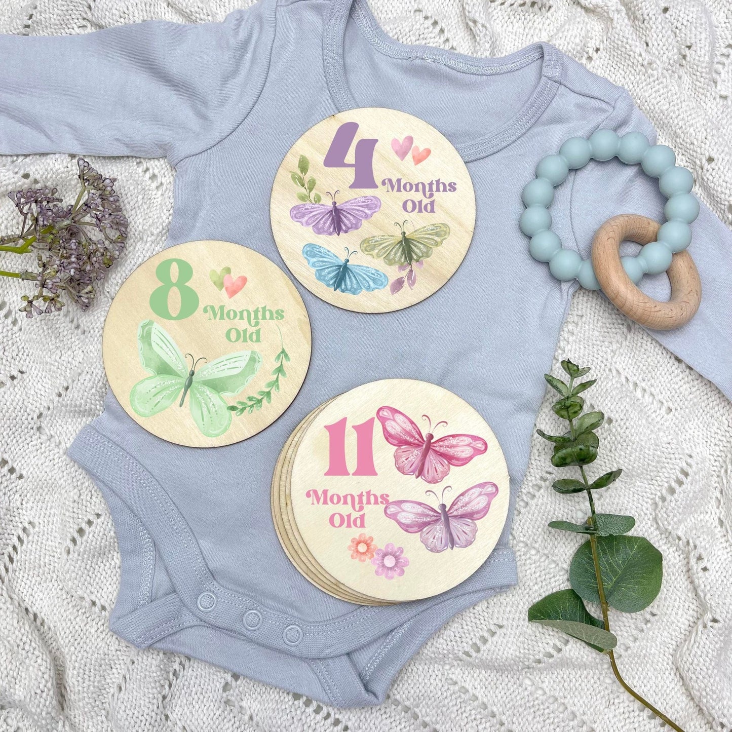 Butterflies newborn milestone discs, baby milestones, Butterflies, girl nursery, butterfly theme