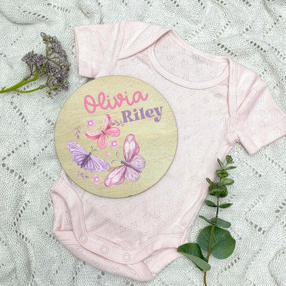 Baby name sign, child name sign, Butterflies, girl nursery, butterfly theme