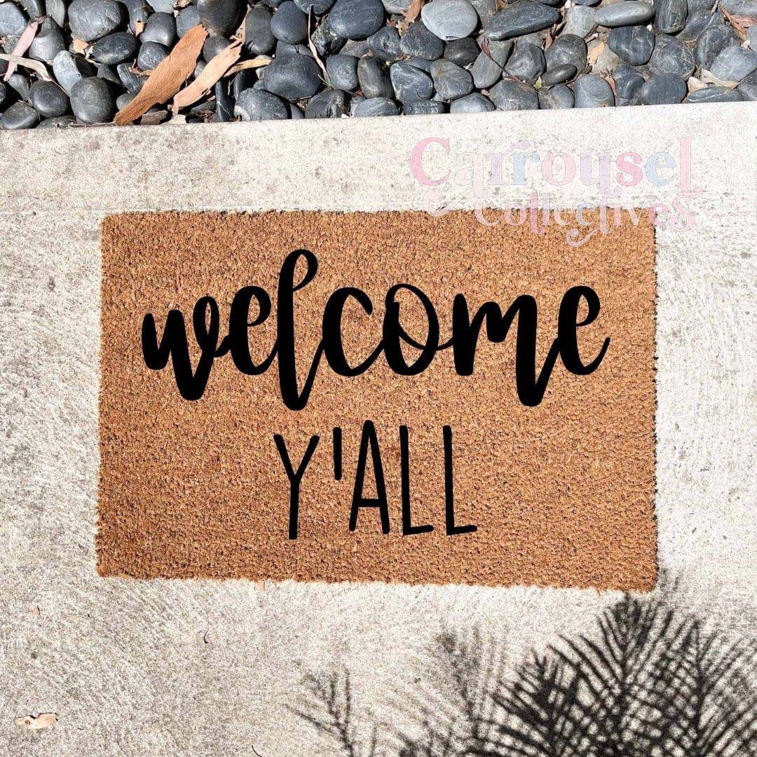 Welcome Y'all doormat, custom doormat, personalised doormat, door mat
