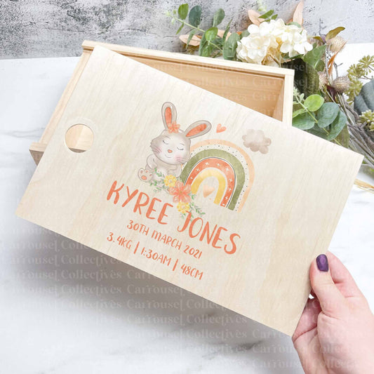 Bunny rainbow baby keepsake boxes - Memories box