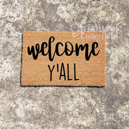 Welcome Y'all doormat, custom doormat, personalised doormat, door mat