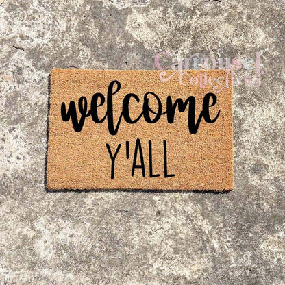 Welcome Y'all doormat, custom doormat, personalised doormat, door mat