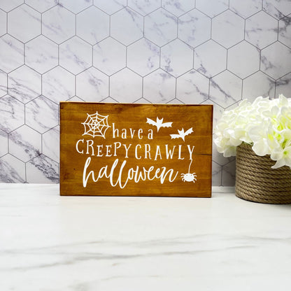 Creepy crawly halloween Sign, Halloween Wood Sign, Halloween Home Decor, Spooky Decor