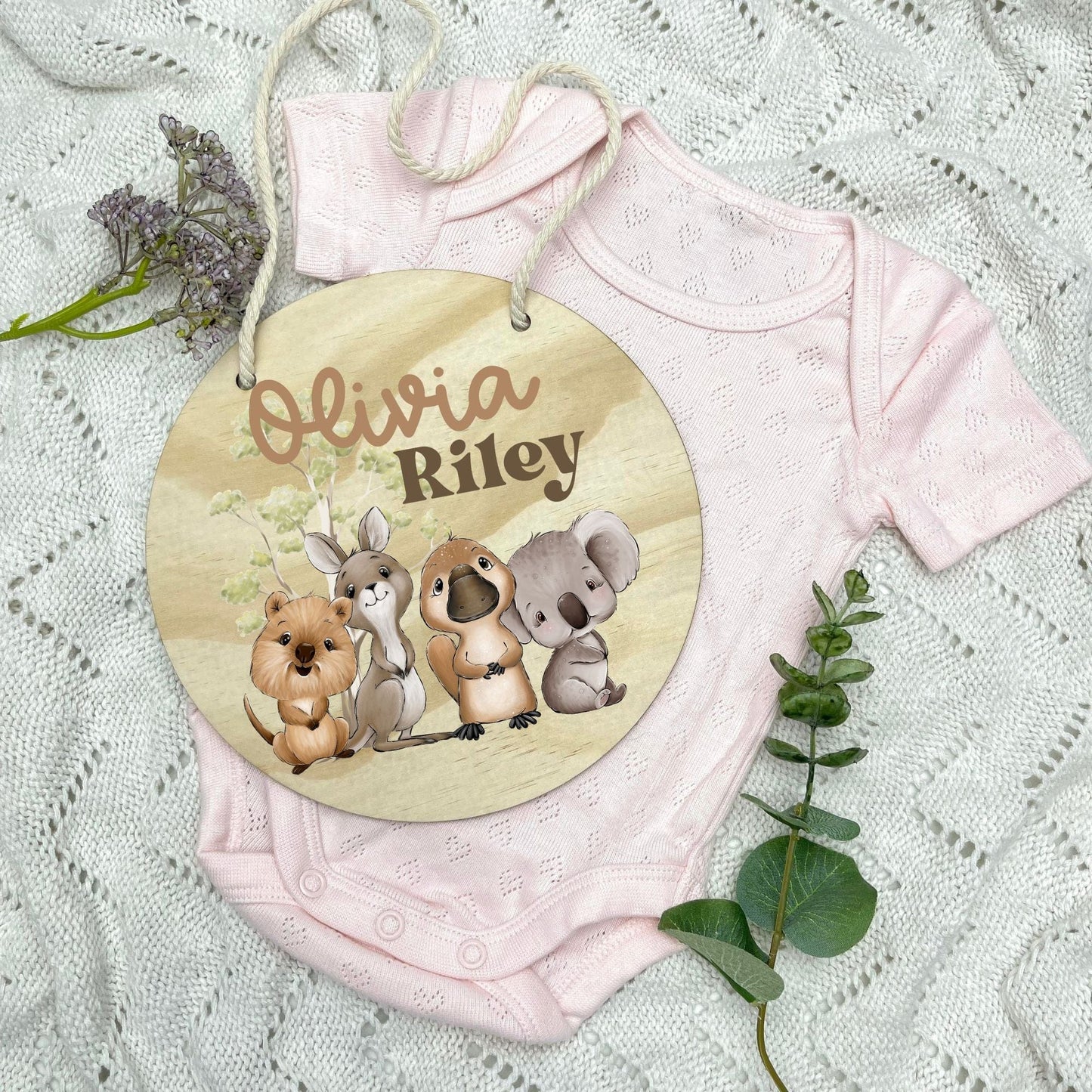 Baby name sign, child name sign, Aussie Animals, koala, kangaroo, kookaburra