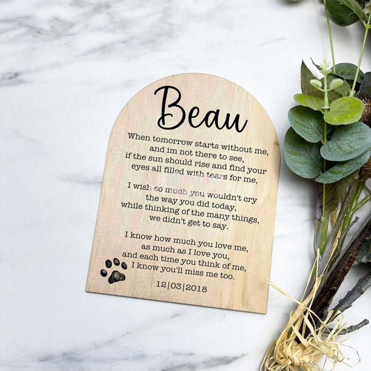 Personalised Pet memorial grief sign, memorial quote sign, heaven quote sign, grief sign s27