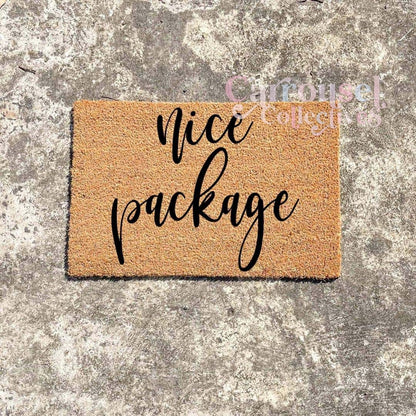 Nice package doormat, custom doormat, personalised doormat, door mat