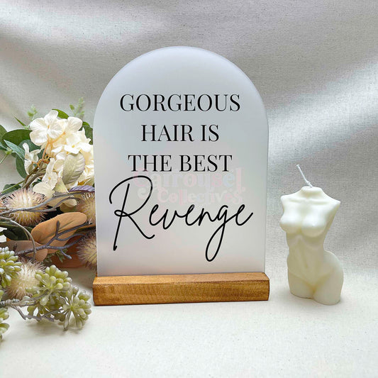 Gorgeous hair is the best revenge hair salon sign