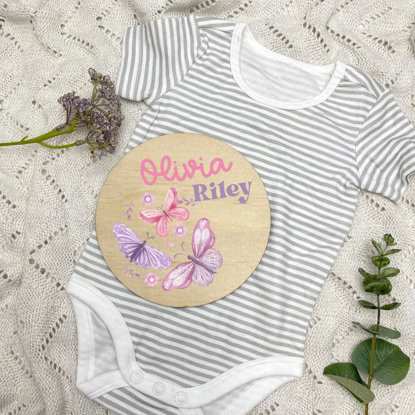 Baby name sign, child name sign, Butterflies, girl nursery, butterfly theme