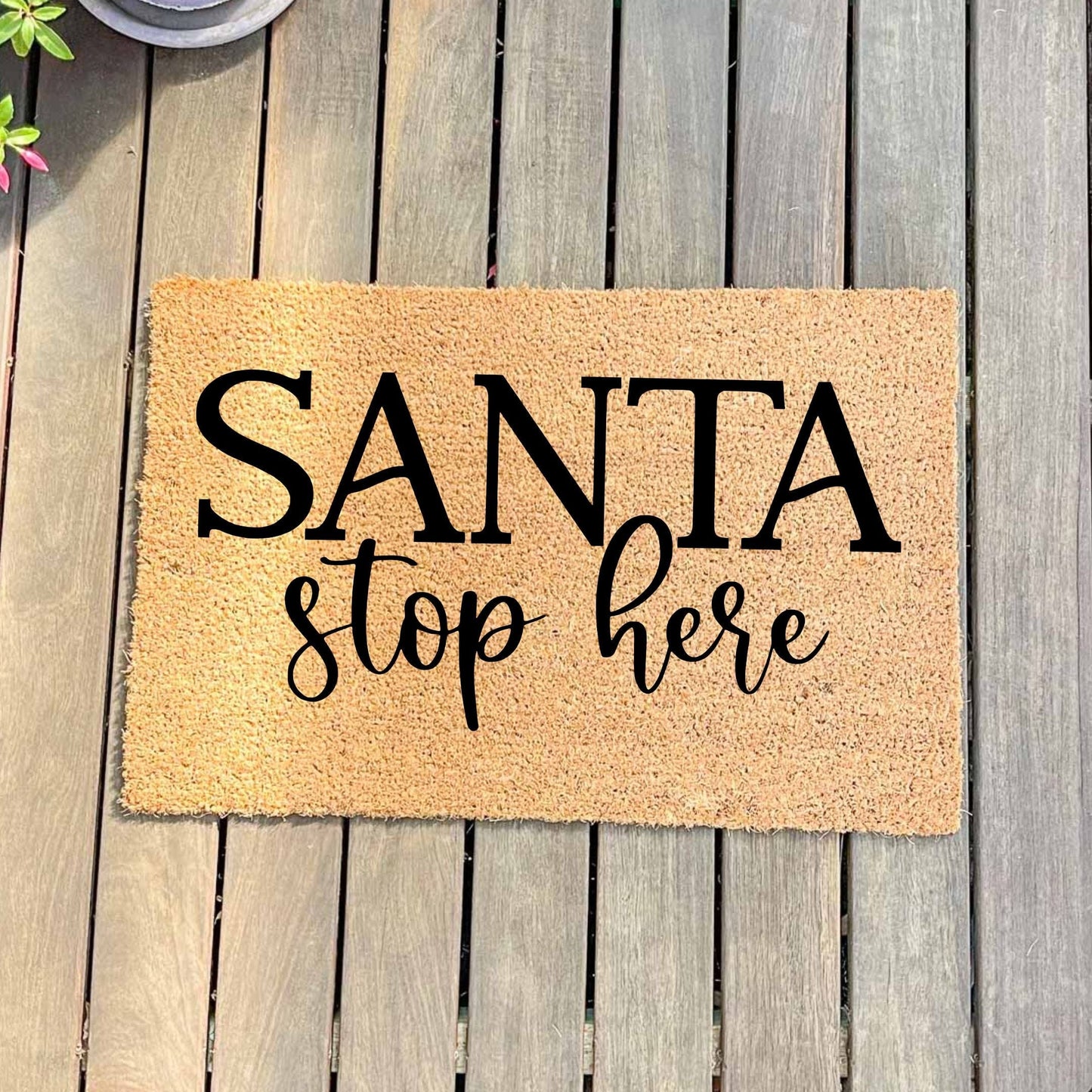Santa stop here doormat, Christmas doormat, Seasonal Doormat, Holidays Doormat