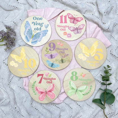 Butterflies newborn milestone discs, baby milestones, Butterflies, girl nursery, butterfly theme