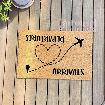 Arrival, Departures doormat, custom doormat, personalised doormat, door mat