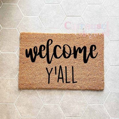 Welcome Y'all doormat, custom doormat, personalised doormat, door mat