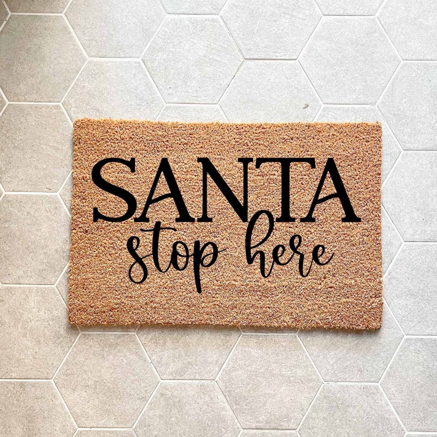 Santa stop here doormat, Christmas doormat, Seasonal Doormat, Holidays Doormat