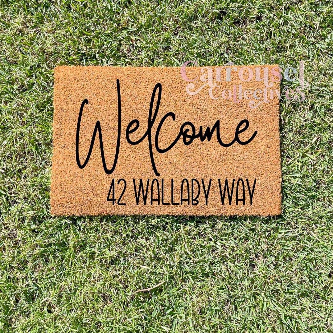 Welcome custom address doormat, custom doormat, personalised doormat