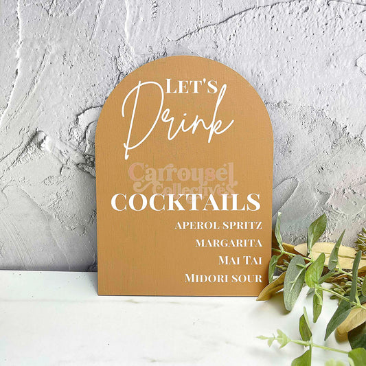 Personalised Let's drink cocktails bar menu acrylic sign