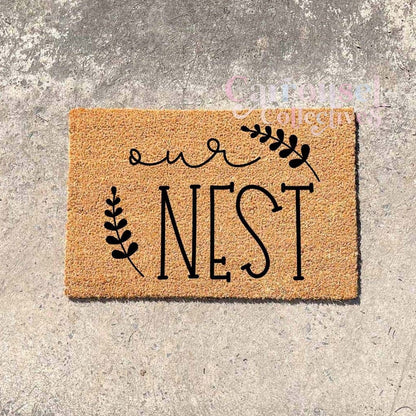 Our nest doormat, custom doormat, personalised doormat, door mat