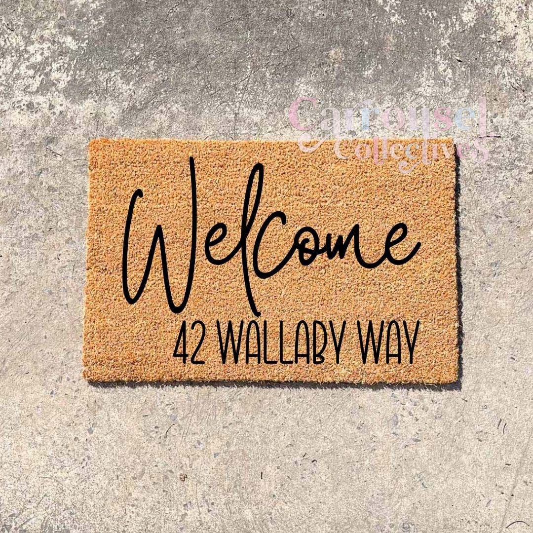 Welcome custom address doormat, custom doormat, personalised doormat