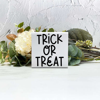 Trick or treat Wood Sign, Halloween Wood Sign, Halloween Home Decor, Spooky Decor