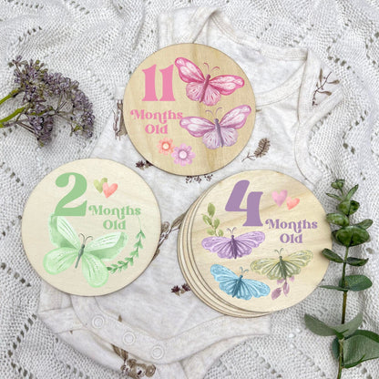 Butterflies newborn milestone discs, baby milestones, Butterflies, girl nursery, butterfly theme