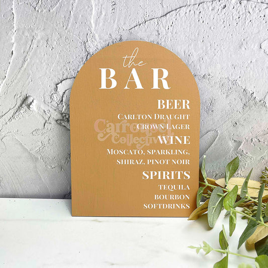 Personalised the bar menu acrylic sign