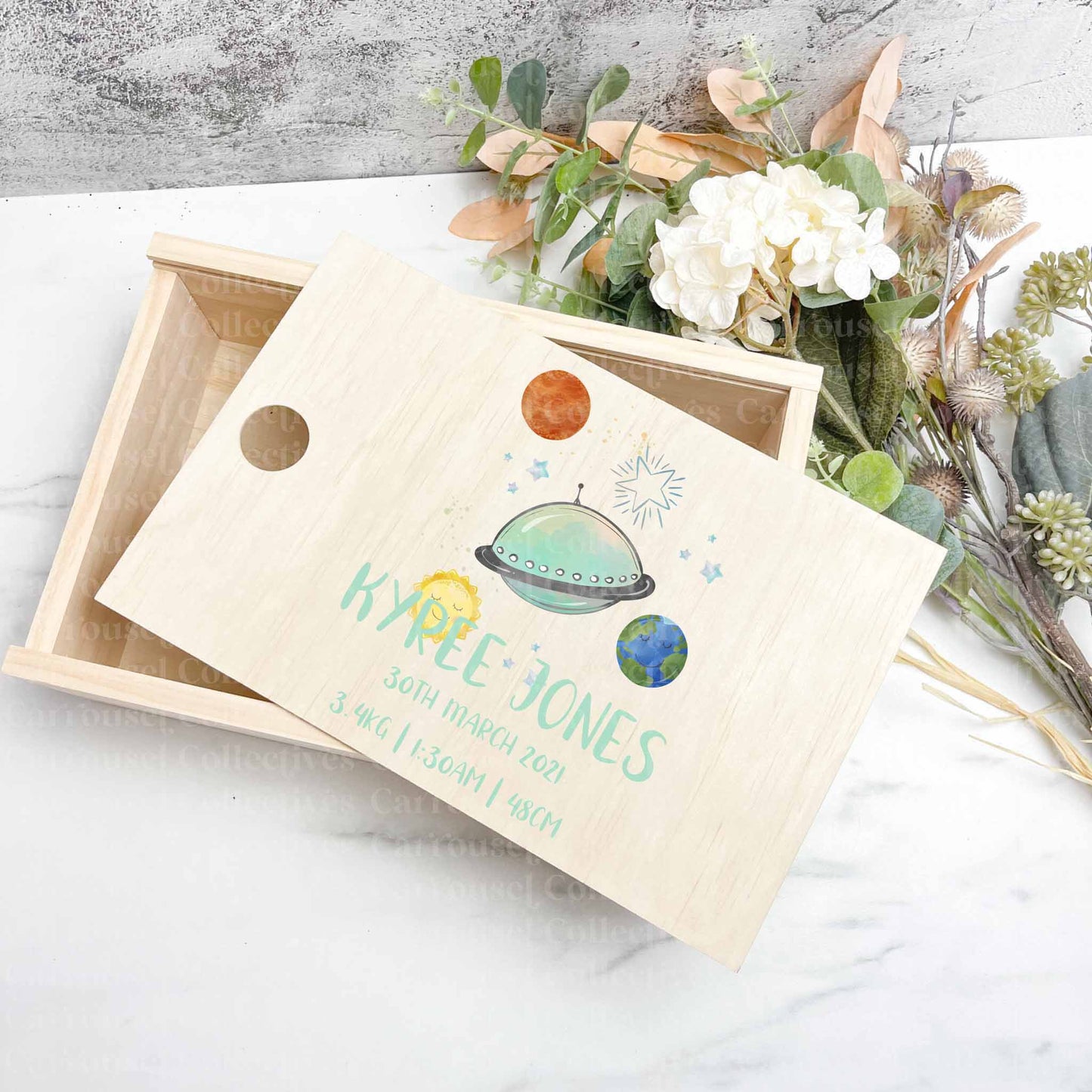 Space themed baby keepsake boxes - Memories box