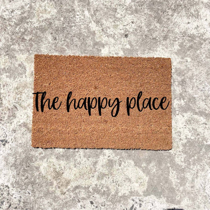 The happy place doormat, custom doormat, personalised doormat, door mat