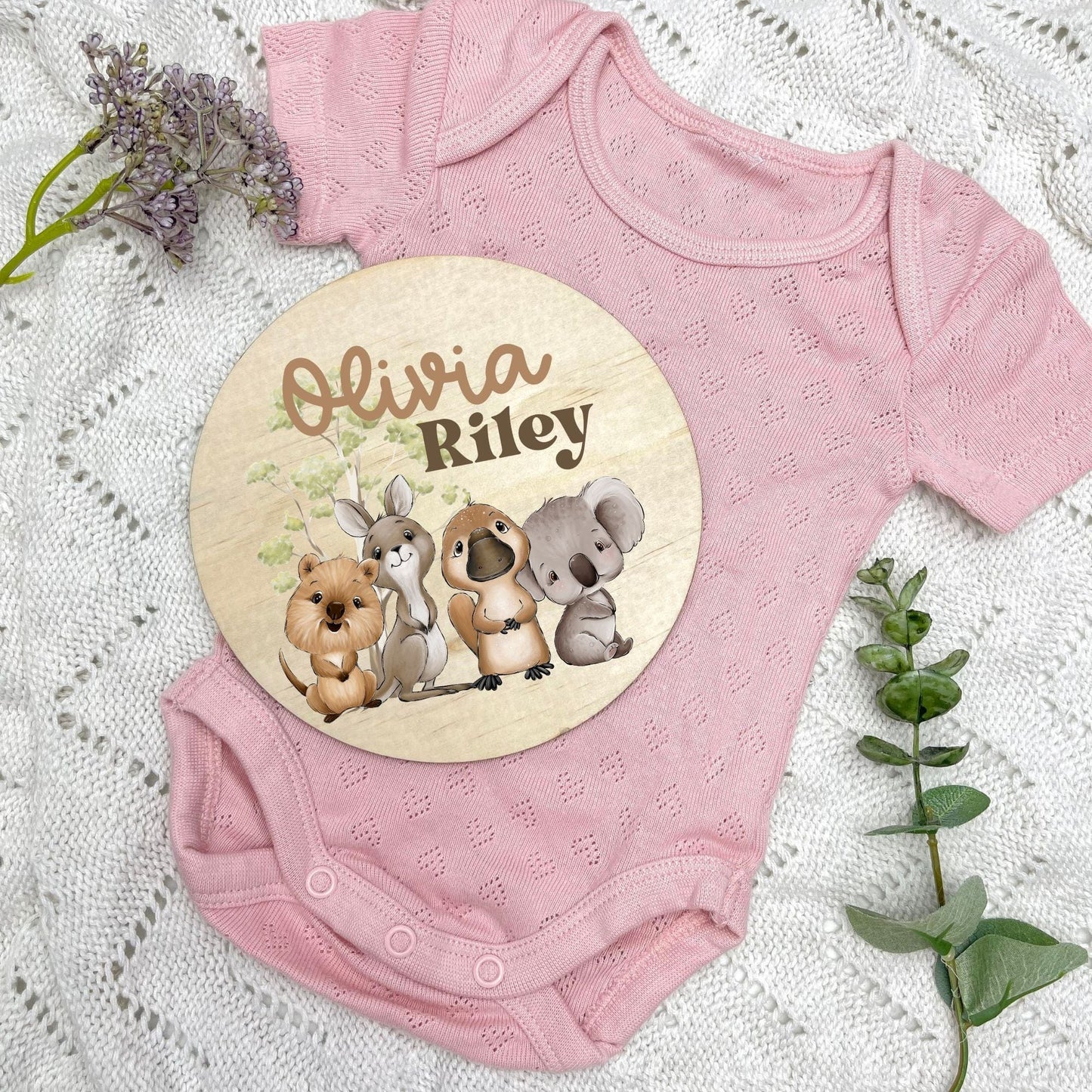 Baby name sign, child name sign, Aussie Animals, koala, kangaroo, kookaburra