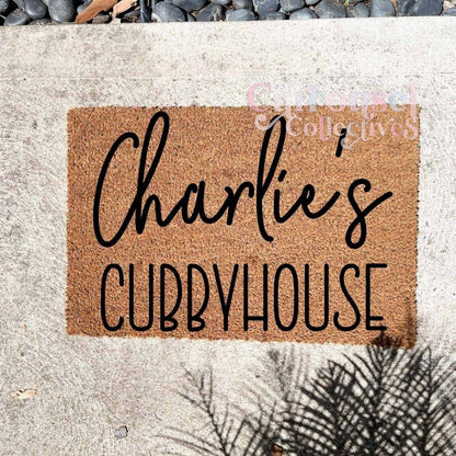 Charlie's cubbyhouse doormat, custom doormat, personalised doormat