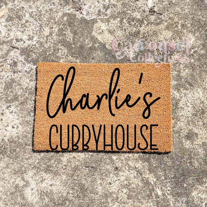 Charlie's cubbyhouse doormat, custom doormat, personalised doormat