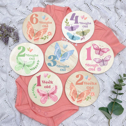 Butterflies newborn milestone discs, baby milestones, Butterflies, girl nursery, butterfly theme